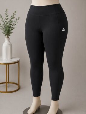 Adidas Aeroready Black Training Leggings Side Pocket Plus Size 1X Tight Fit
